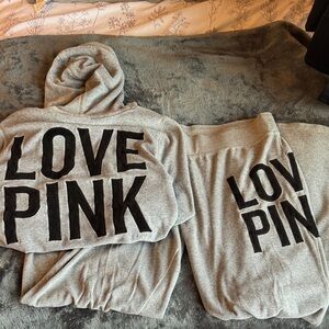 Gray Hoodie and Sweatpants Set PINK Victorias Secret